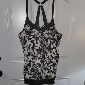 Croft & Barrow Black and White Floral Swim Top
